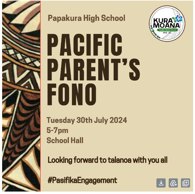 Pacific Parent's Fono - Tuesday 30 July  5 - 7pm